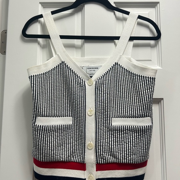 Thom Browne Stripped Tank Blue and White - Picture 4 of 7
